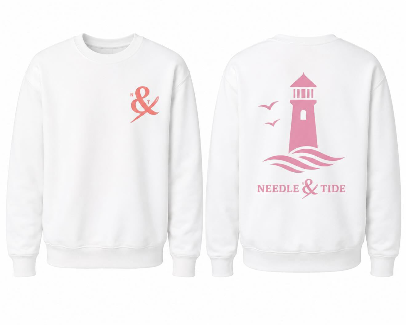 N&T Lighthouse Crew Sweatshirt - White & Pink