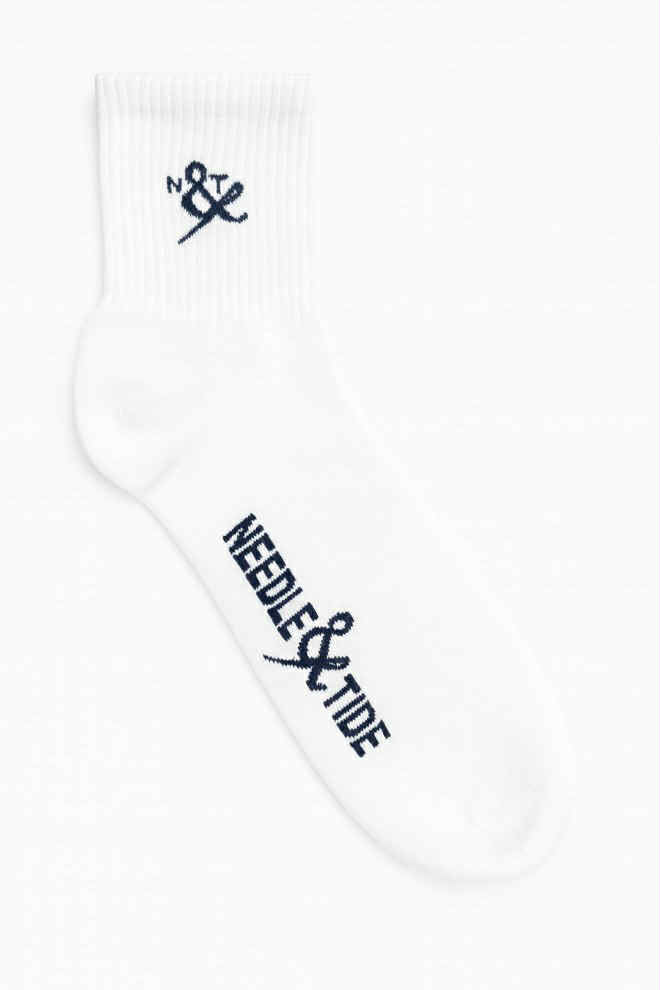 Cotton N&T Crew Socks - White